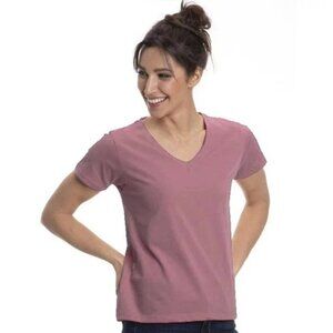 Wear Sierra Women’s Short Sleeve Classic Cotton V-Neck T-Shirt, Large, Rose